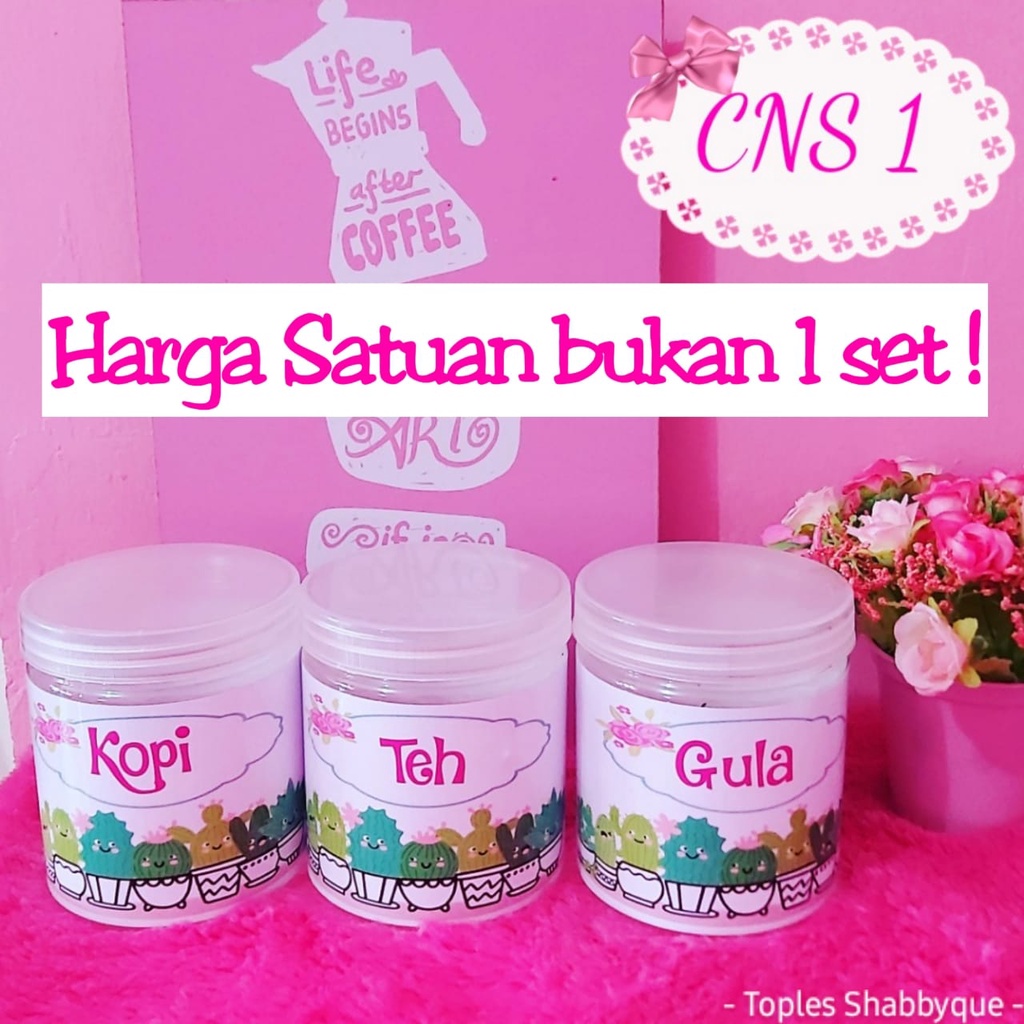 HARGA SATUAN Toples Teh Gula Kopi  / Toples shabby / toples motif / toples plastik / toples gula