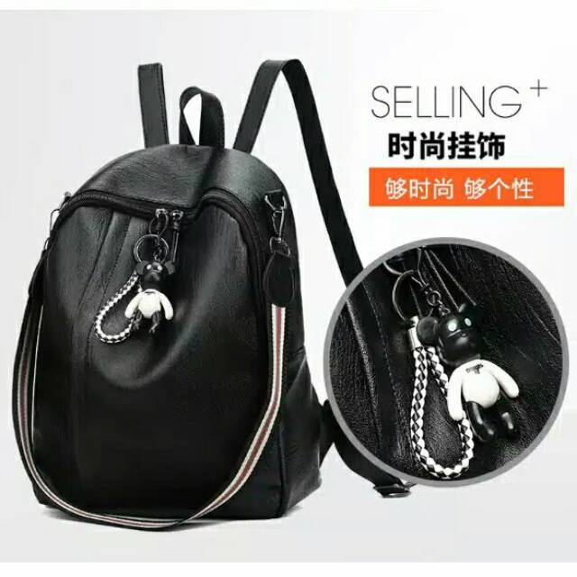 TAS RANSEL BACKPACK KULIT NOZAWA TA134B5 PREMIUM HITAM IMPORT KOREA MURAH SEKOLAH KULIAH KERJA BATAM