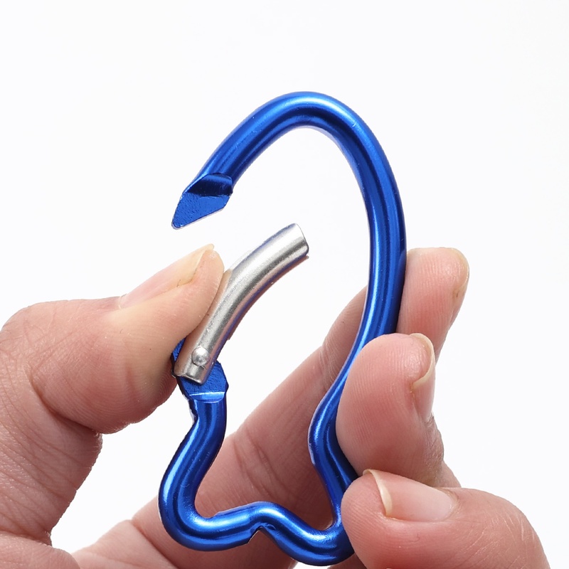 1 PC Warna Acak 6pcs Carabiner Bentuk Ikan Bahan Aluminum Alloy Untuk Panjat Tebing