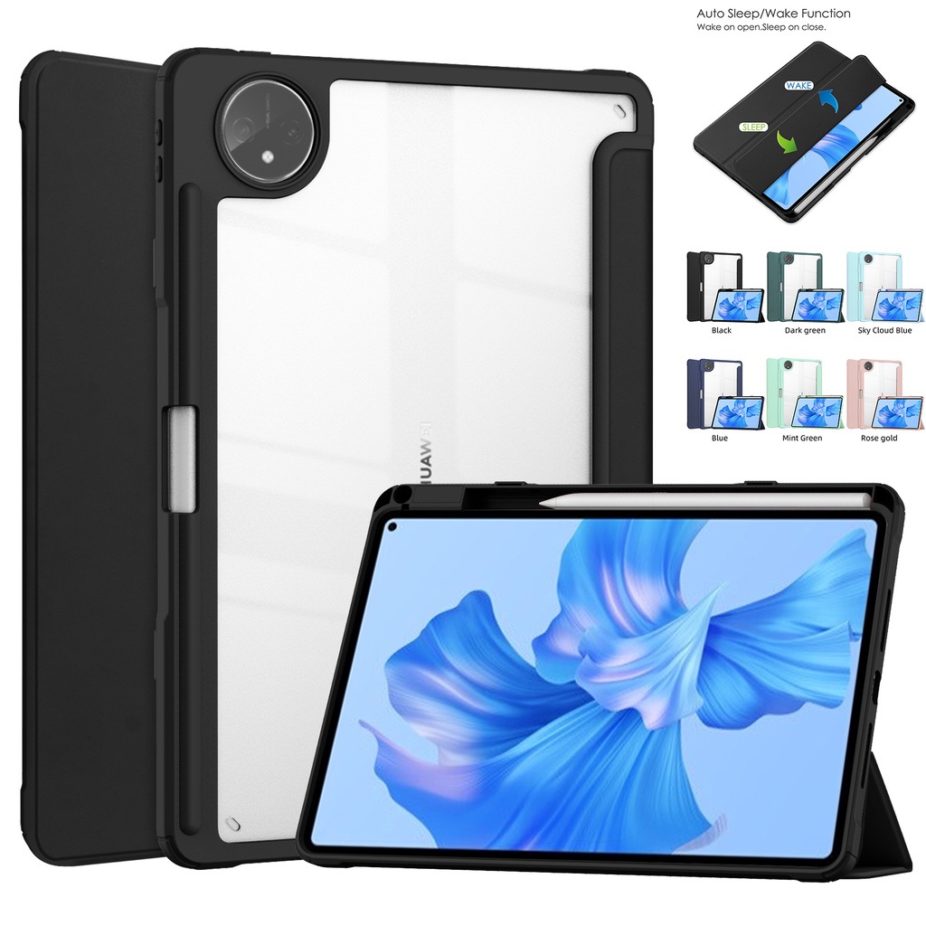 Untuk Huawei MatePad Pro11 (2022) GOT-W09 GOT-W29 GOT-AL09 GOT-AL19 Tablet Perlindungan Case MatePad11 (2021) DBY-W09 High-end Accord Transparan Akrilik Pen Holder Flip Penutup Kulit