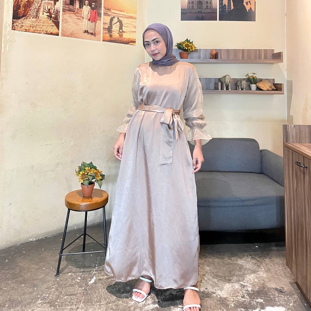 Ava Dress Organza Baju Pesta Gamis Satin Silk Muslim Kondangan Wanita