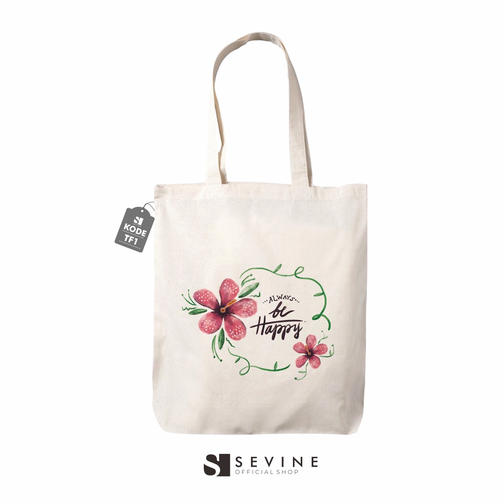 Sevine Tote Bag Resleting Tas Wanita Totebag Laptop Motif Bunga Vintage - TF