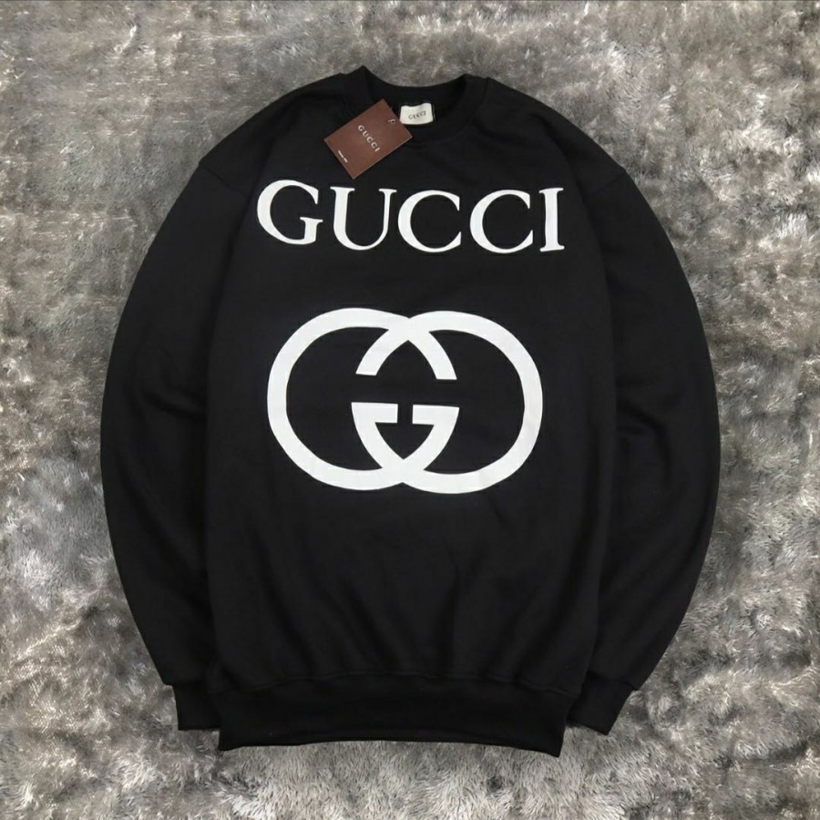SWEATER JAKET FASHION BRANDED GUCCI PRIA WANITA COTTON FLEECE BLACK XL/COD