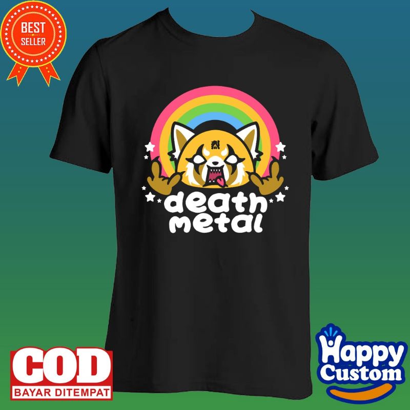 BAJU KAOS DEATH METAL AGRETSUKO RAINBOW TSHIRT