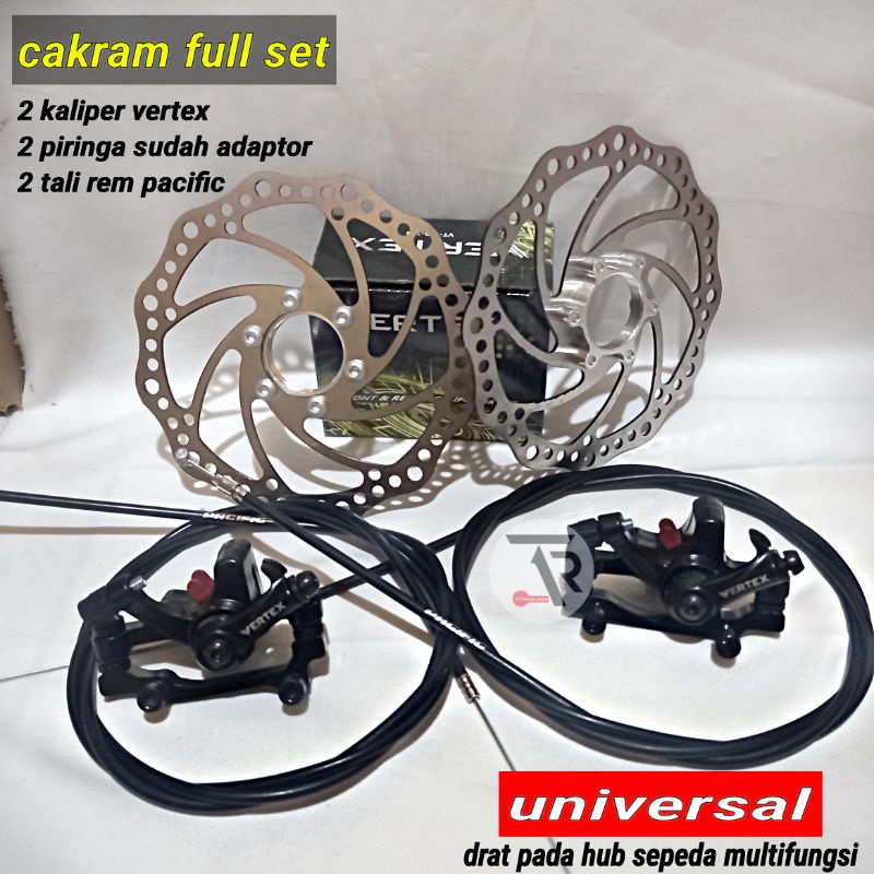 Rem cakram sepeda hub drat disc brake VERTEX 160 mm tali rem pacific cocok untuk semua sepeda 1pcs