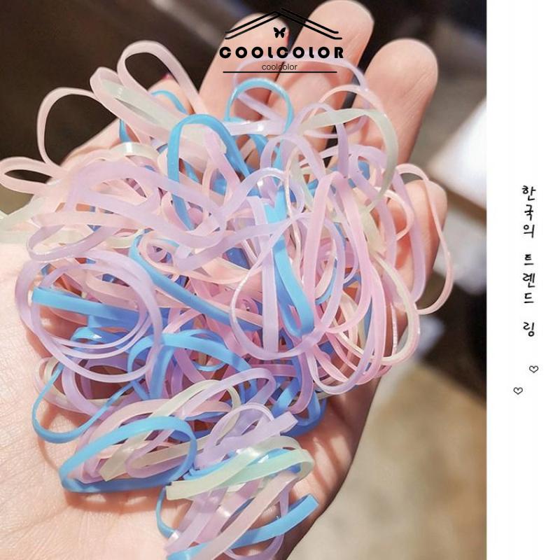 COD 100 pcs tali rambut anak-anak sekali pakai karet gelang menarik cincin rambut kecil terus-menerus- cl