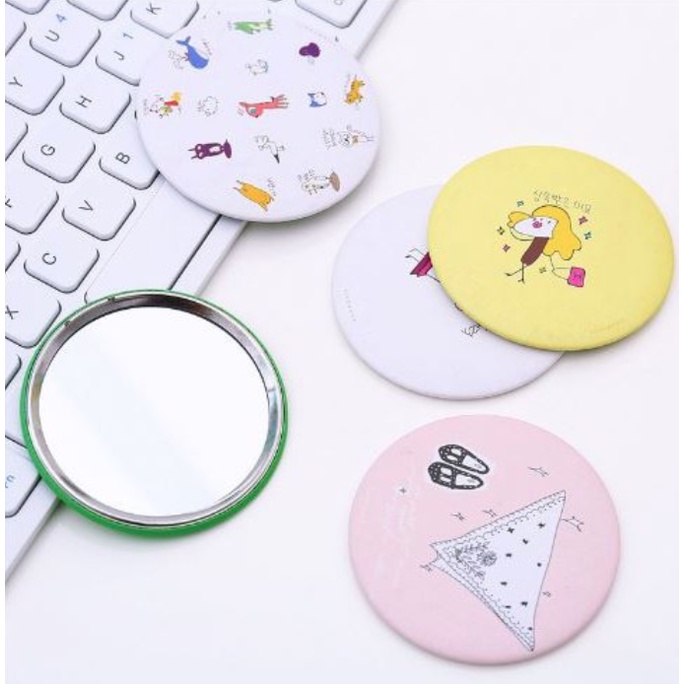 A111 CERMIN KACA SAKU PORTABLE mini size korea gambar warna warni lucu imut cute anak remaja dandan make up touch up lipstick bedak alis wanita perempuan murah termurah cewek cewe ibu dewasa karakter disney kartun