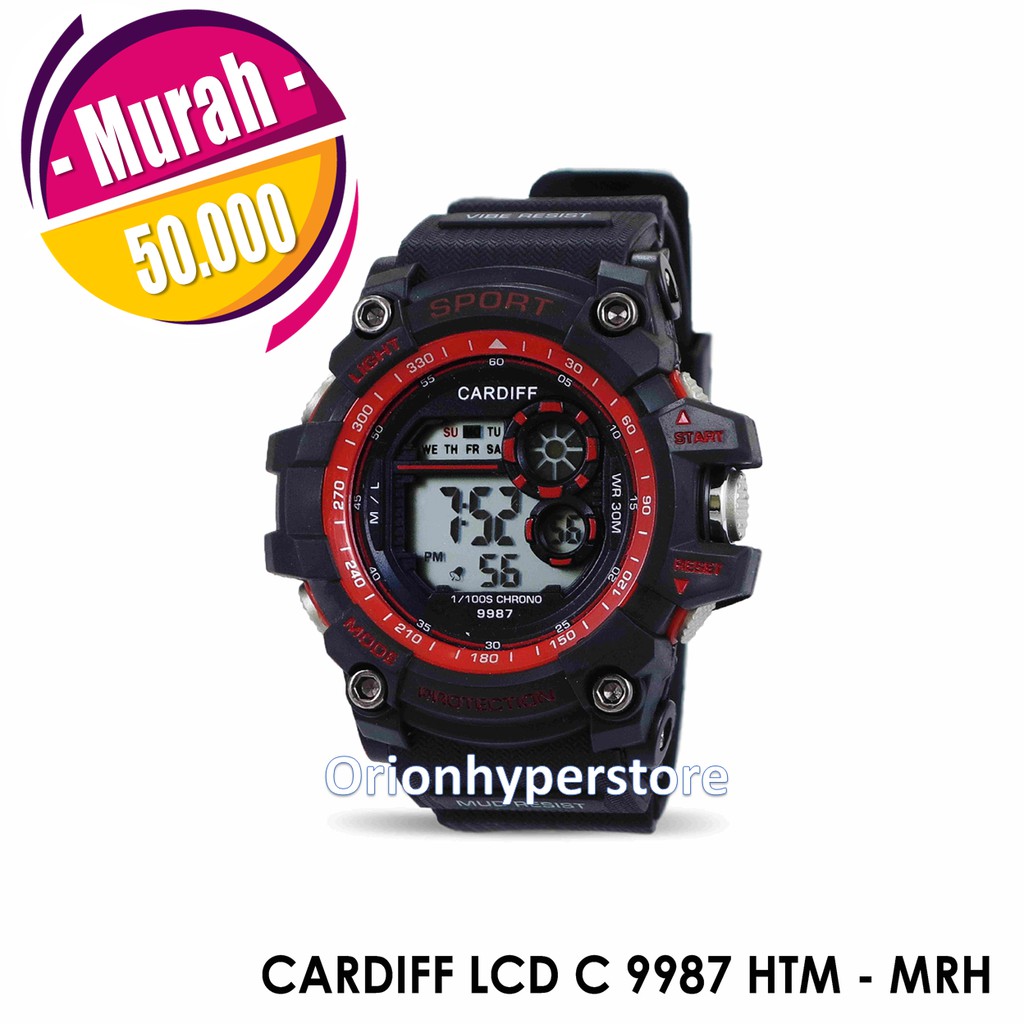 JAM TANGAN PRIA DIGITAL SPORTY ANTI AIR CARDIFF LCD C 9987