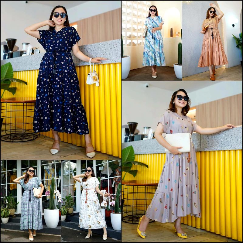 Dress Vintage / Dress Rayon Vintage Allsize fit to XXL / Outer Dress / Daster Dress / Dress Free Belt / Dress Vintage Busui Friendly