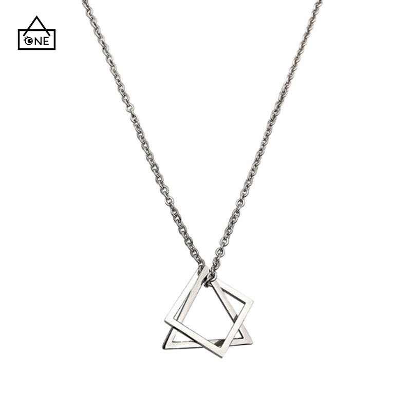 COD❤Kalung Liontin Bentuk Segitiga Geometris Kalung Baja Titanium Gaya Hip Hop Unisex A one