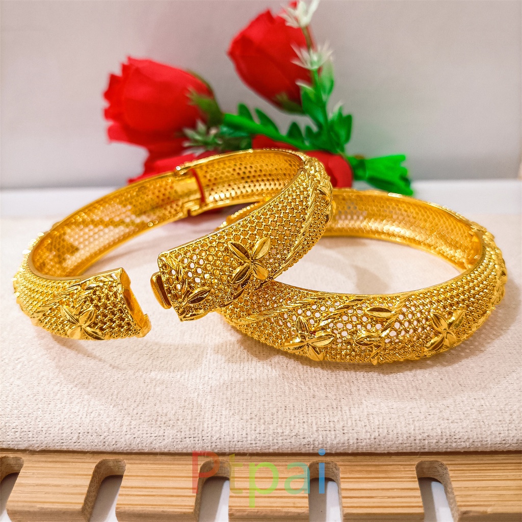 gelang keroncong dewasa perhiasan lapis Emas 24k Gelang tangan fashion