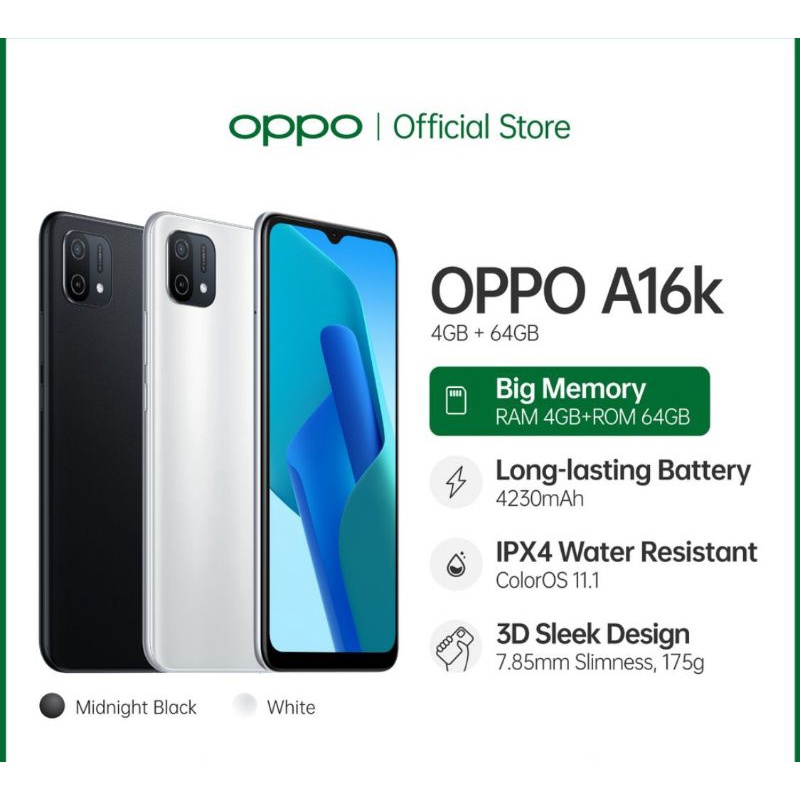 OPPO A16  RAM 3/32 GB 4/64 | OPPO A16 E 3/32 | A16K  GARANSI RESMI OPPO