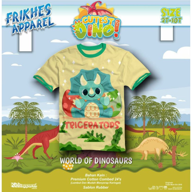 Kaos Anak FRIKHES Apparel motif World Of Dinosaurus