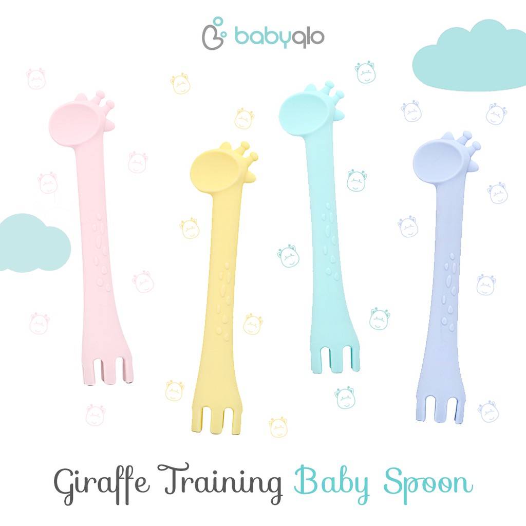 Babyqlo Giraffe Training Baby Spoon  BQ-SP8004  -  Sendok Makan Motif Jerapah