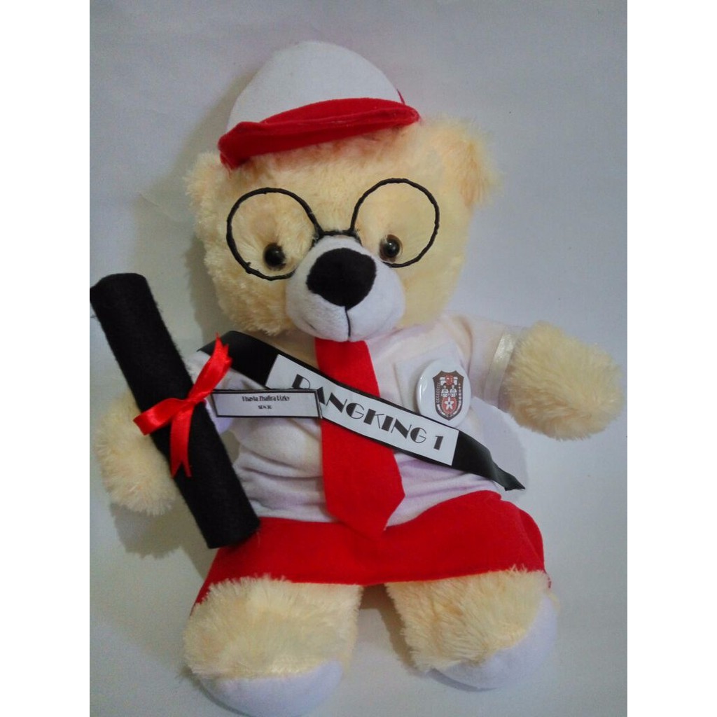 Boneka Wisuda bear Kacamata SD Kado Graduation Sekolah Hadiah Souvenir Perpisahan Murah Maskot lucu