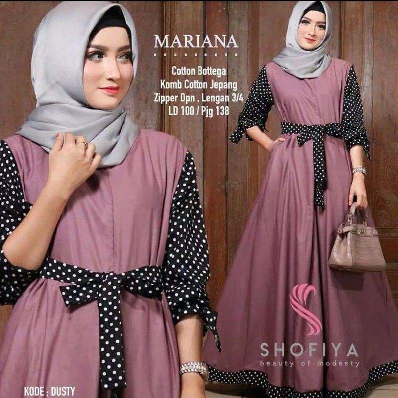 Mariana polka dress baju gamis pakaian wanita fashion muslim