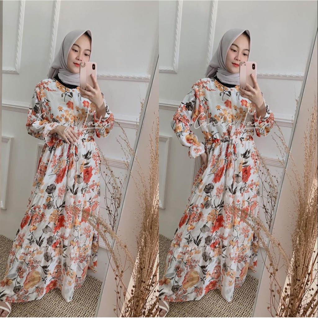 1KG MUAT 4PCS | SYIFANA MAXY GLAMOUR DRESS SUMMER FLORAL MOTIF HITS SELEBGRAM