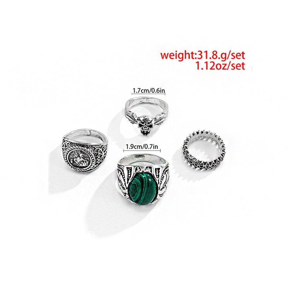 [Elegan] Set Cincin Pria Hip-hop Kepribadian Wanita Pria Geometris Logam Gaya Punk Cincin Pria Jari Cincin