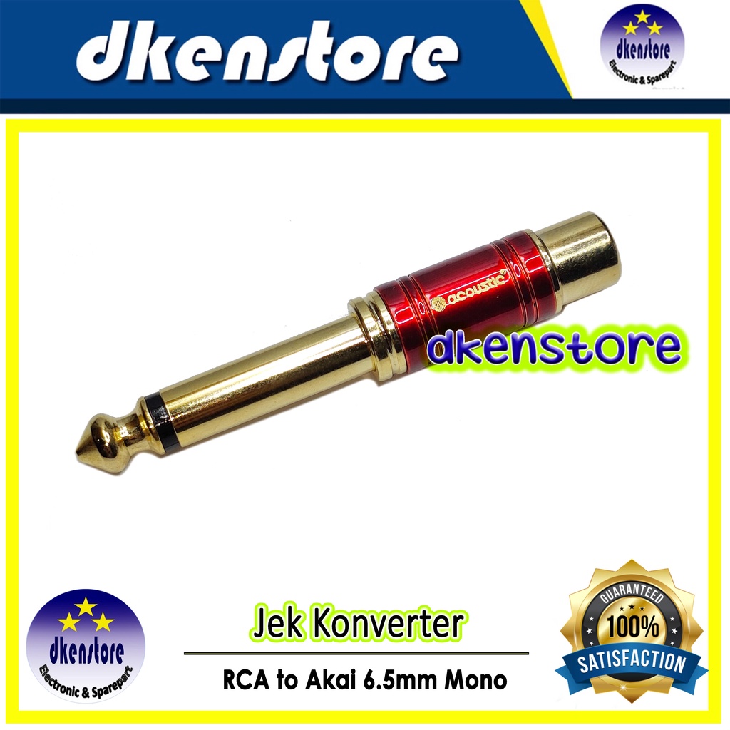 Jek konverter RCA to akai 6.5mm Mono konektor rca ke mic mono premium