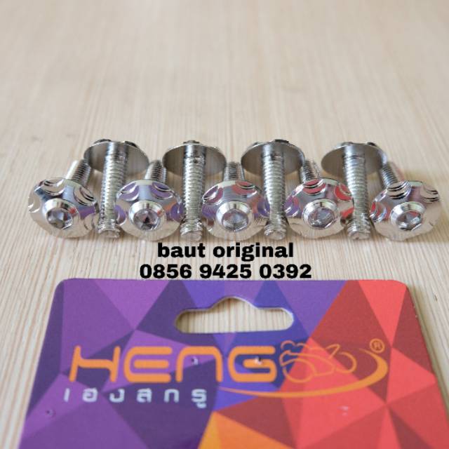 baut probolt star 6x20 silver drat 10 panjang 2cm original heng  harga 1 biji