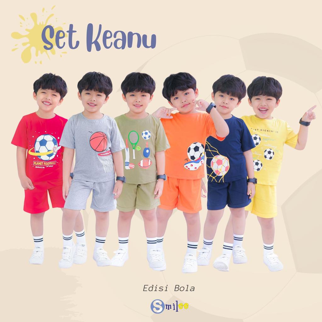 Smilee Keanu Set 1-5 Tahun Setelan Fashion Anak Laki Laki Edisi Bola Lucu Kekinian CBKS S23