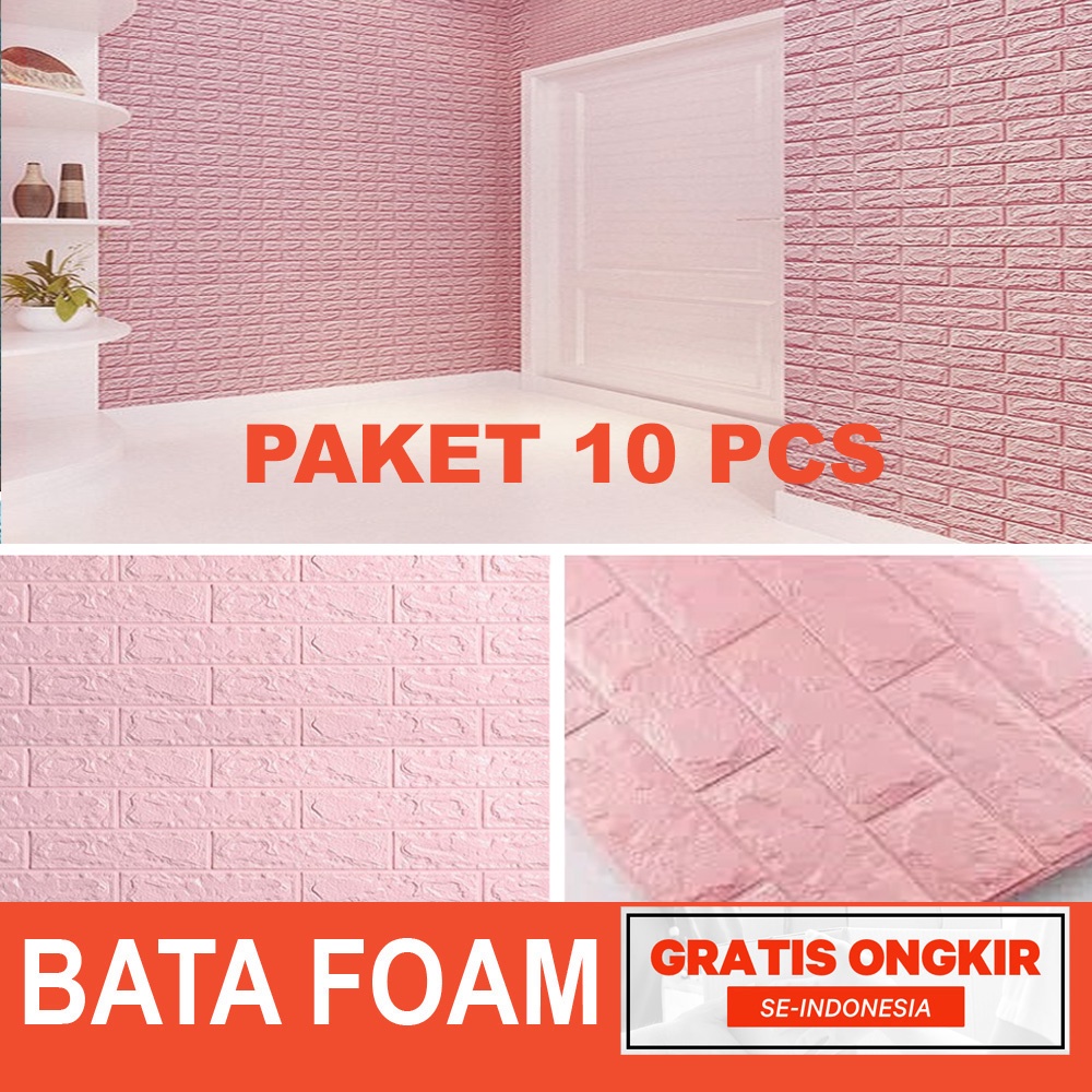 PROMO!! Paket Isi 10 Lembar Wallpaper Dingding 3D Foam Motif Batu Bata /  Dekorasi Dinding Kamar-3
