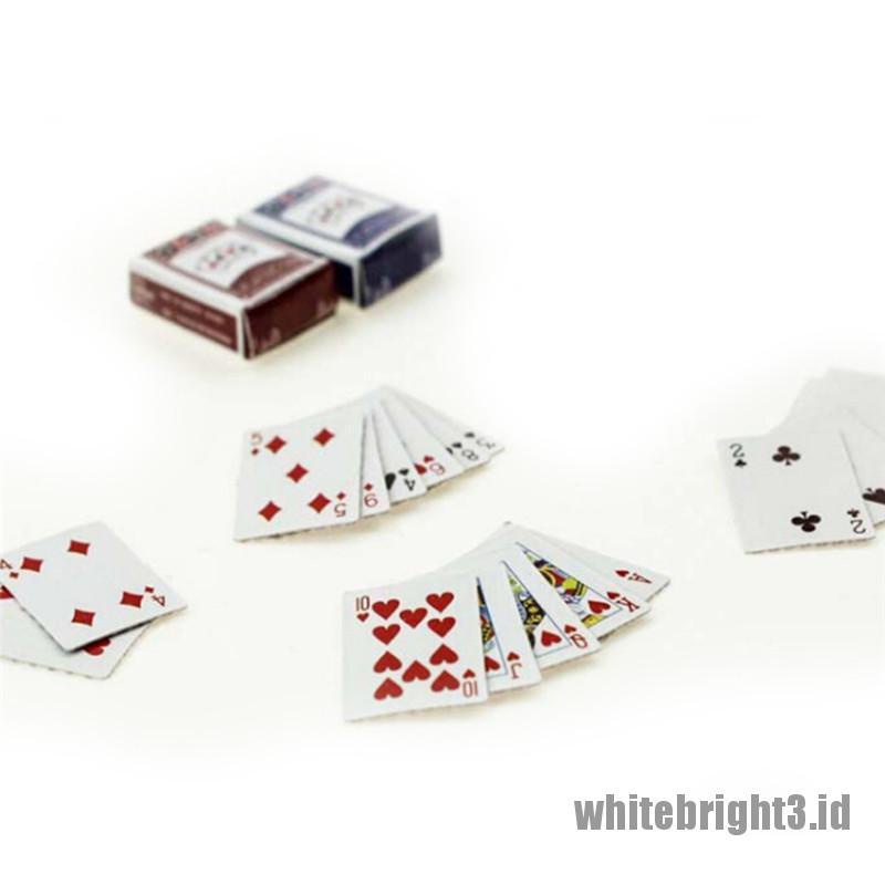 (white3) 1 Set Miniatur Kartu Poker Skala 1: 6 / 1: 12 Untuk Aksesoris Rumah Boneka