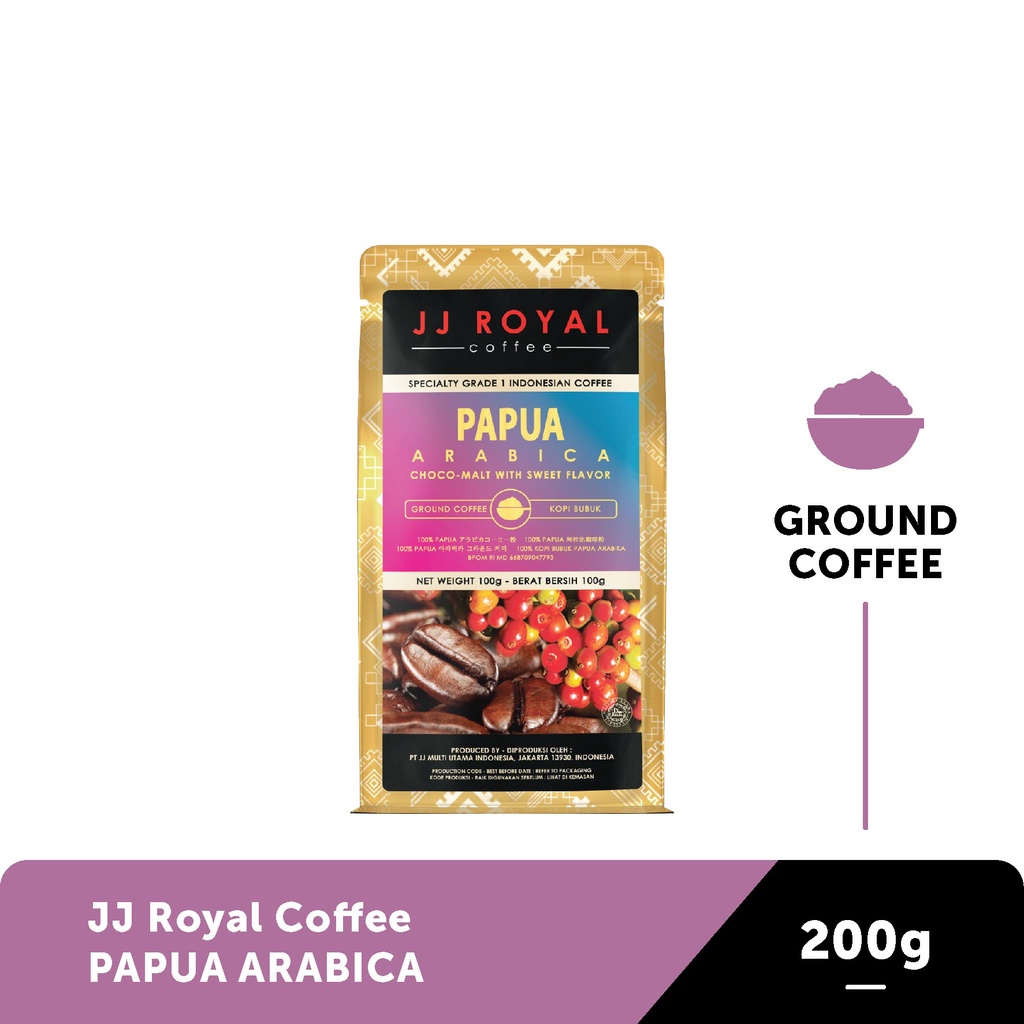 

JJ Royal Coffee Papua Arabica Ground (Kopi Bubuk) Bag 100g