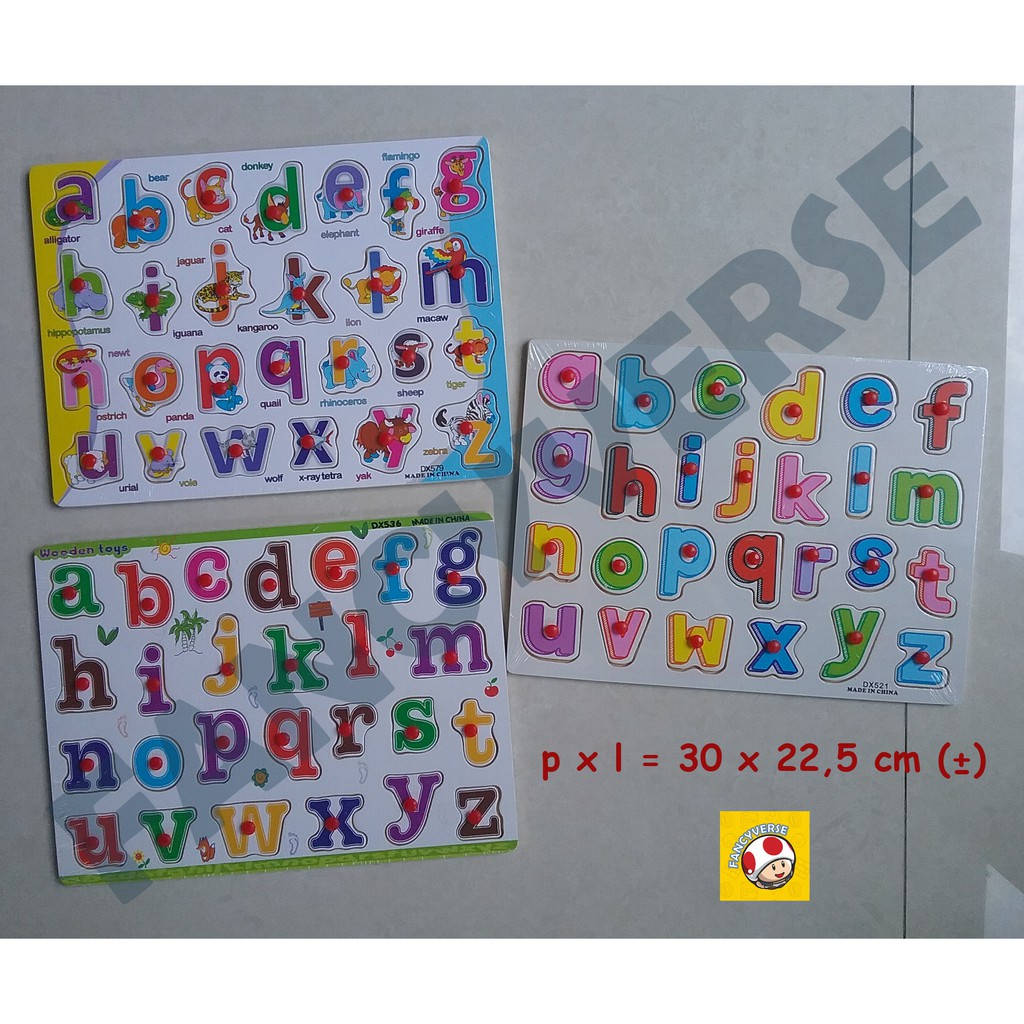 Puzzle Kayu Abjad Huruf Alphabet ABC / Mainan Edukasi Anak