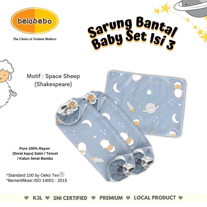 Belabebo Sarung Bantal/Guling Baby set isi 3