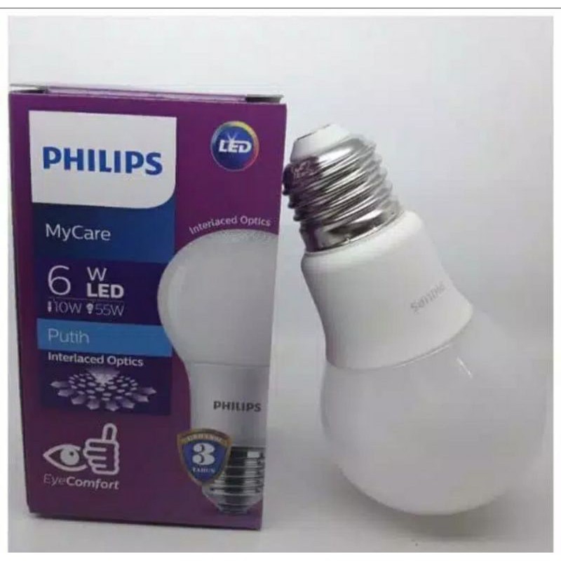 Philips lampu Led bulb 6w Mycare. 6watt