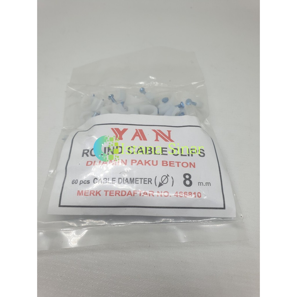 Klem Kabel No.8 Paku Beton (8mm) Yan Per Pack Isi 60 Pcs