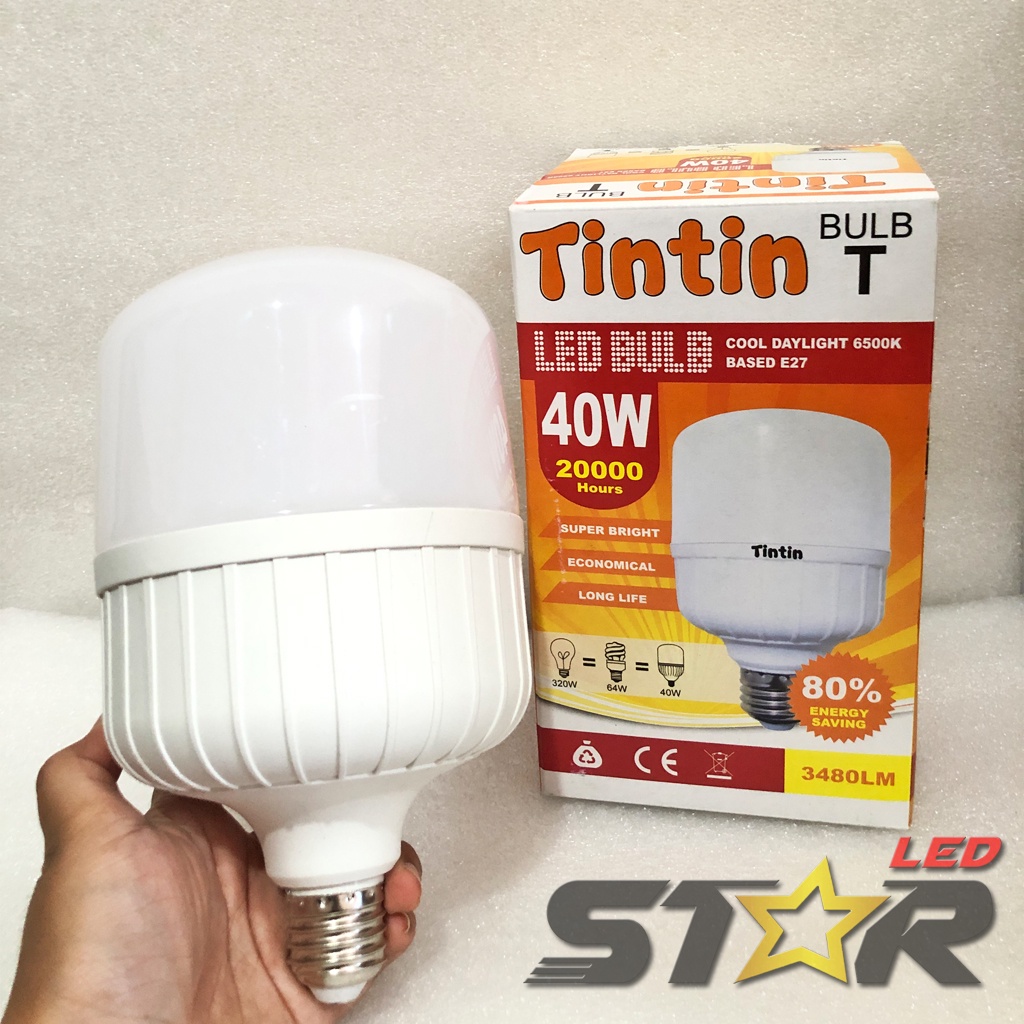 TINTIN Bulb T LED 40 WATT LAMPU BOHLAM LED TABUNG MURAH HEMAT ENERGI IRIT AWET TAHAN LAMA STAR LED