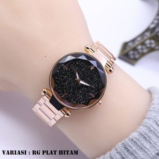 JAM TANGAN WANITA MENONTON TALI STAINLESS STEEL RANTAI WANITA  CRYSTAL KRISTAL PREMIUM  WOMEN WATCH