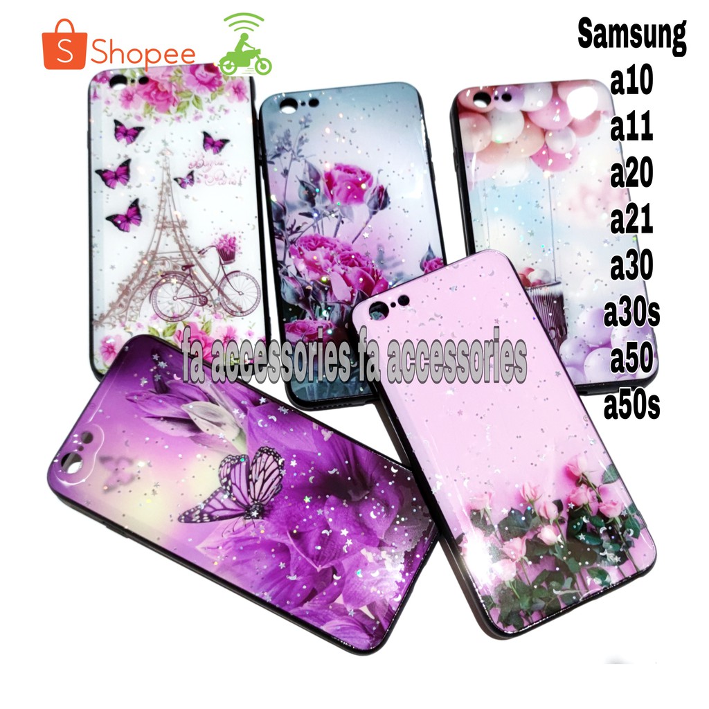 FA Soft case tpu bling samsung a10 a11 a20 a21 A30 a30s a50 a50s silicon hp motif flower butterfly