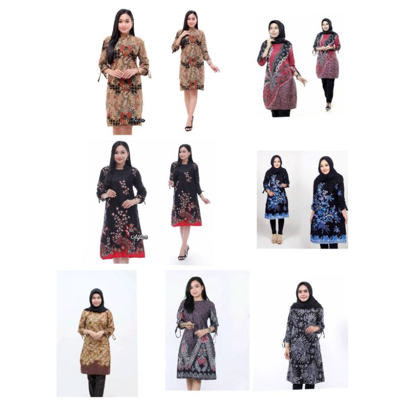 TUNIK NEW MOTIF 2021 || Tunik Batik Lengan Serut || PAKAIAN KERJA || TUNIK BATIK