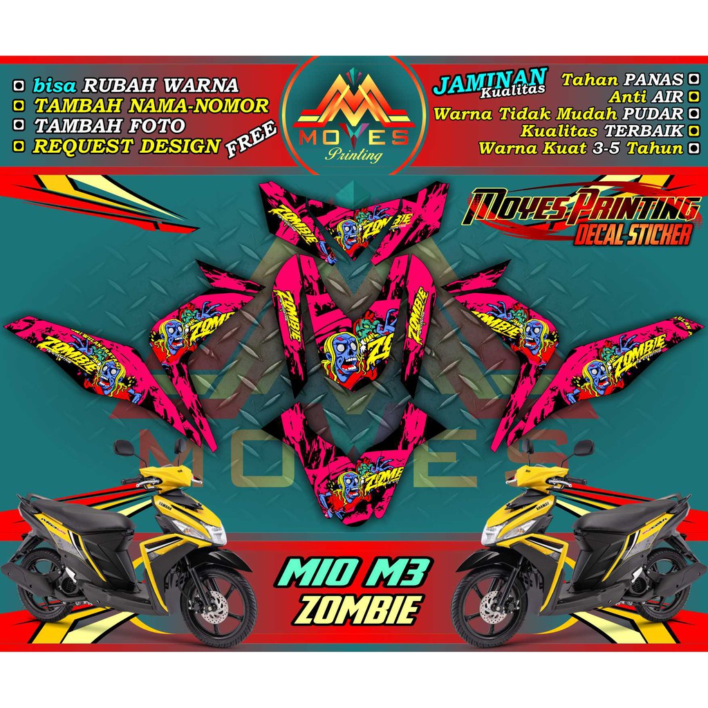 decal mio m3 sticker motor mio m3 decal stiker yamaha mio m3 - zombie