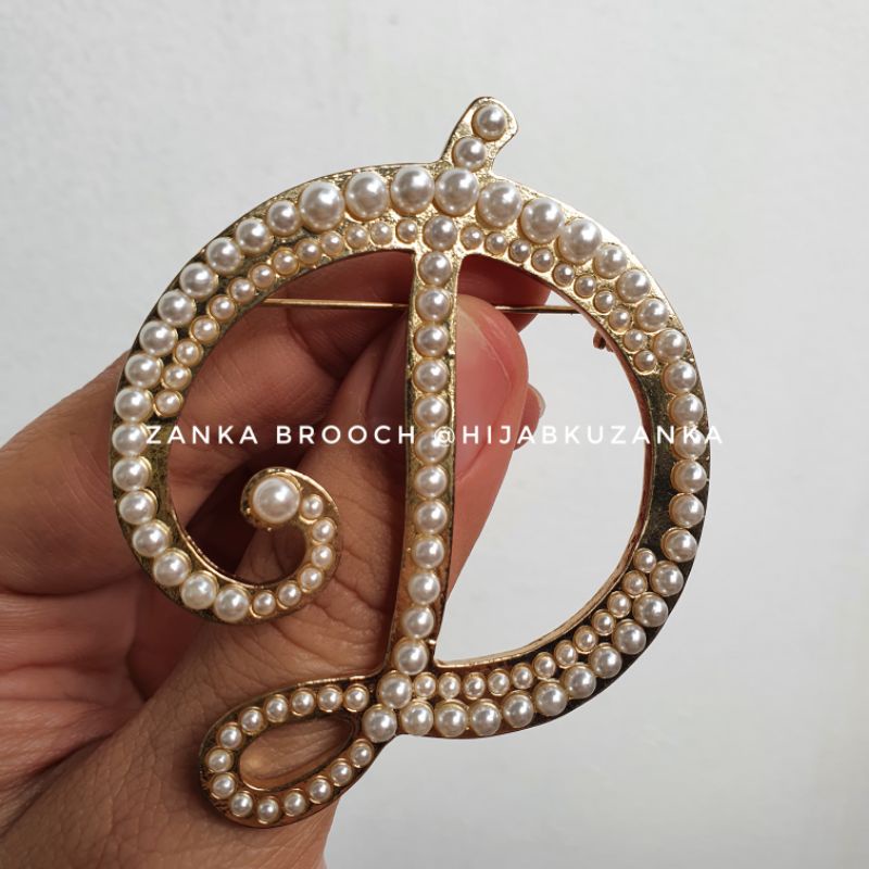 bros abjad mutiara | bros huruf | bros inisial nama | alphabet brooch-D
