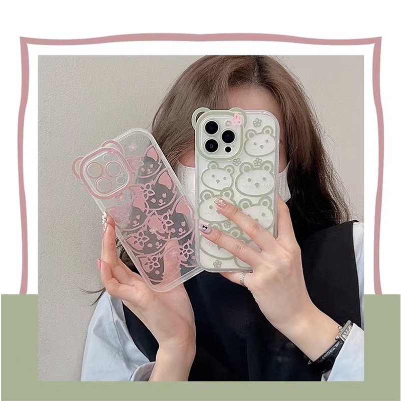 Soft Case Silikon TPU Desain Telinga Kucing Untuk iPhone 13 12 11 Pro Max X Xr Xs Max SE 2020 8 7 6 6s Plus