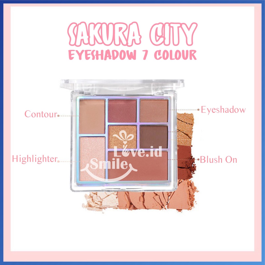 LAMEILA Eyeshadow 7 Colors Sakura City Pallete Eye Shadow Highlighter BlushOn Contour L39