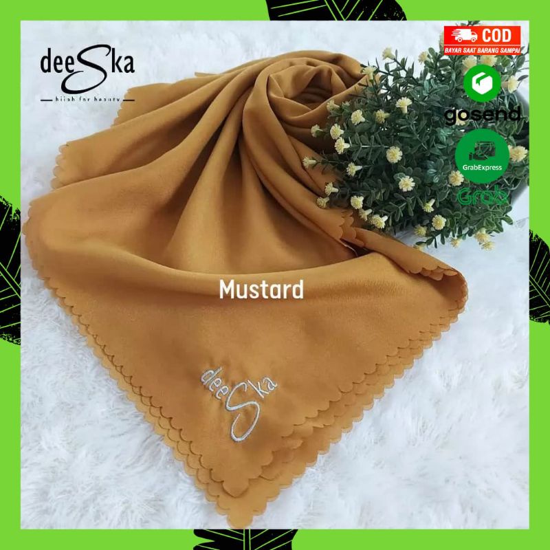 Kerudung Hijab Jilaba Deeska Deska Polos Plain Liza Mustard Voal Ultrafine Segi Empat Original