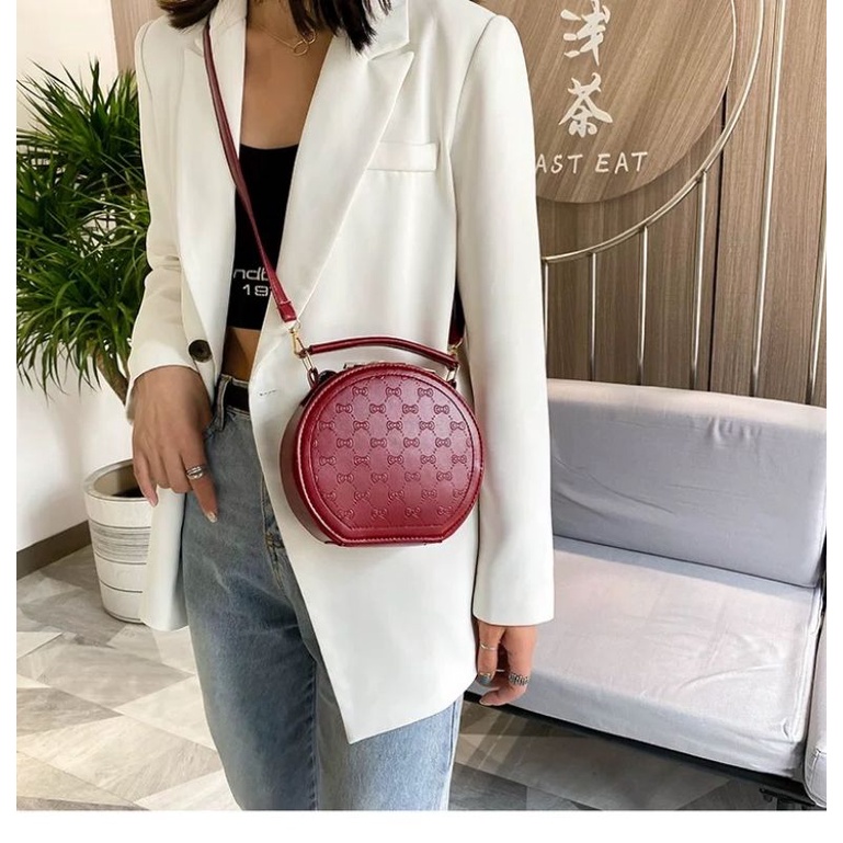 NAOMI - Aliya Round Prince Sling Bag Import - Fashion Wanita Tas Selempang - Tas Bahu Wanita Bulat - Tas Fashion Wanita - Tas Wanita - Tas Naomi - Naomi Bag