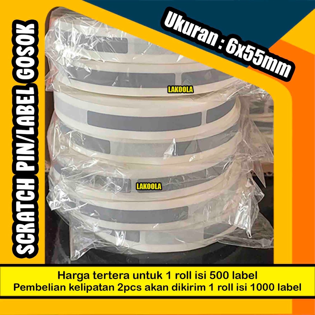 

1000 pcs 6x55 mm Scratch Pin label gosok Sticker Gosok 6x55 mm