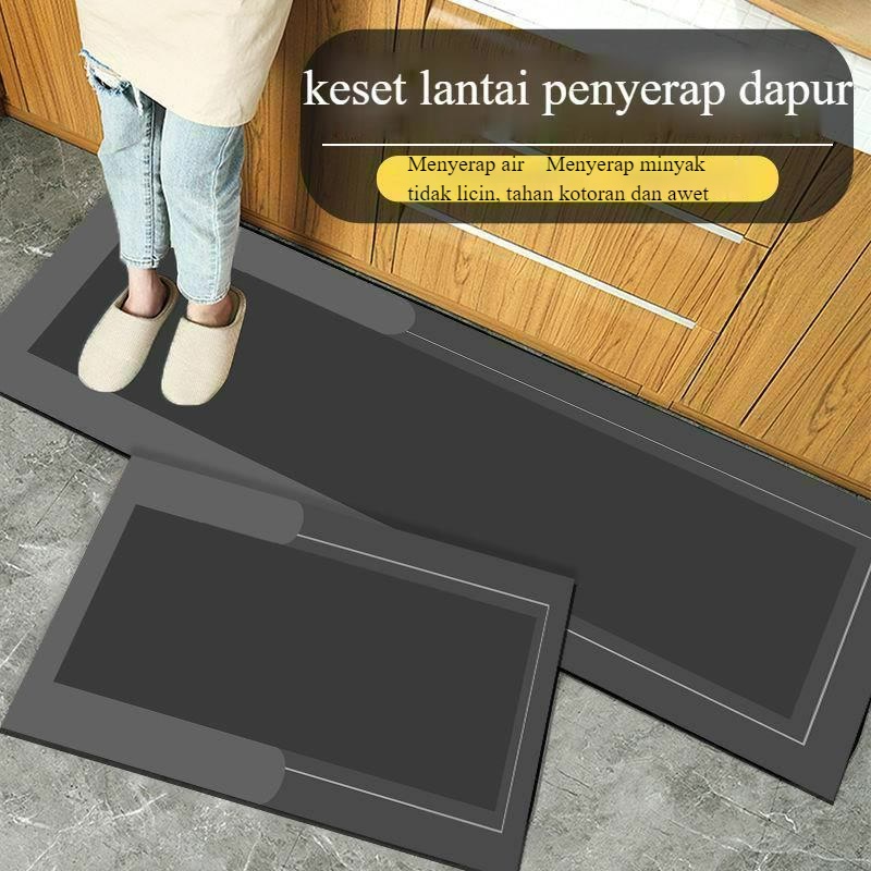 Keset Kaki Dapur Keset Tikar Lantai Penyerap Non-Slip Tahan Noda Strip Rumah Tangga Tahan Air &amp; Minyak  Dapat Dicuci Tikar Keset Pintu Masuk