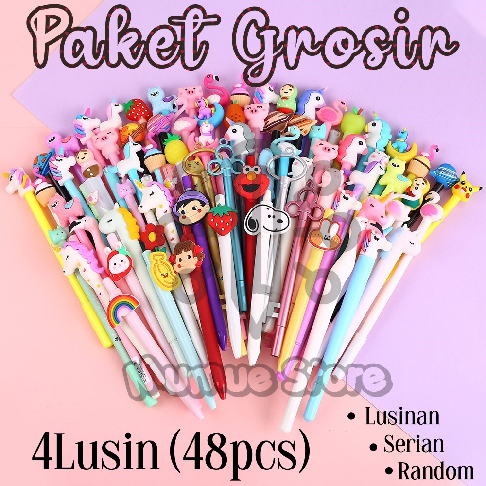 

4LUSIN PAKET GROSIR GEL PEN KARAKTER / PAKET RESELLER GEL PEN KARAKTER / PEN KARAKTER MURAH