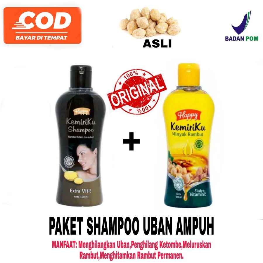 Paket Shampo dan Minyak Kemiriku Penumbuh penebal Rambut serta menghilangkan Uban Bpom