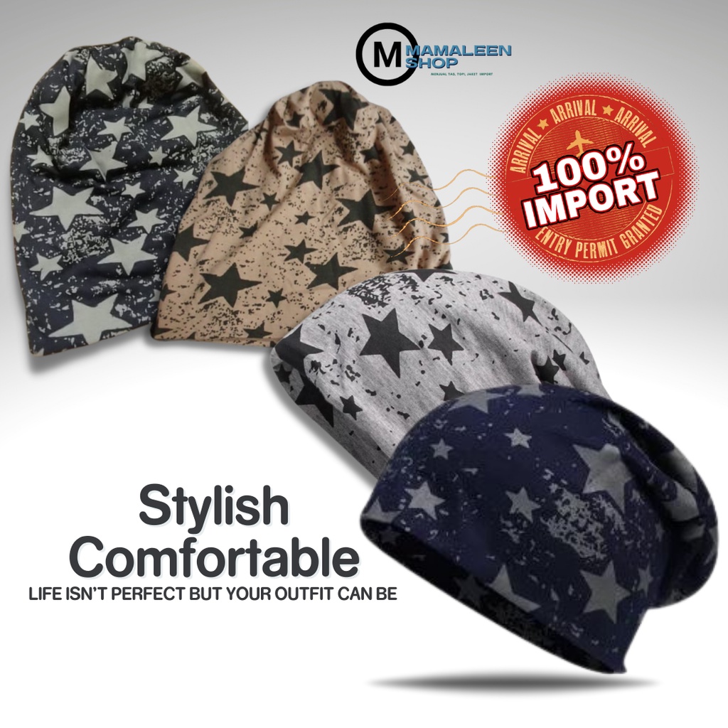 Topi Kupluk Pria Wanita Dewasa Beanie Hat Distro Bahan Elastis Cutton Kaos Katun Tipis Casual Origin