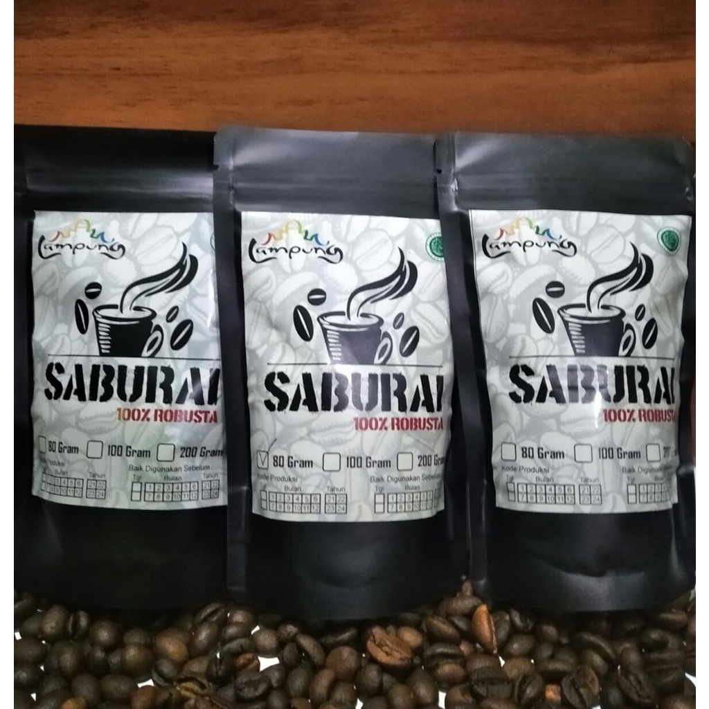 

Kopi Bubuk Robusta Lampung kemasan 200gr BlackPack Saburai Coffee