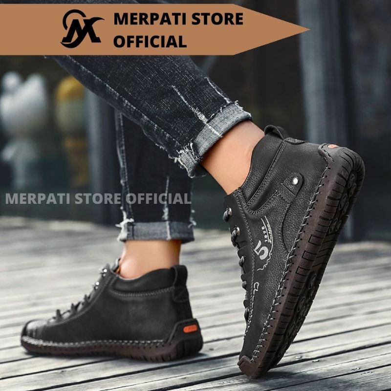 Merpati Store - Sepatu Bots Pria Original Handmade Tali Import Kulit Kerja Formal Santai Keren