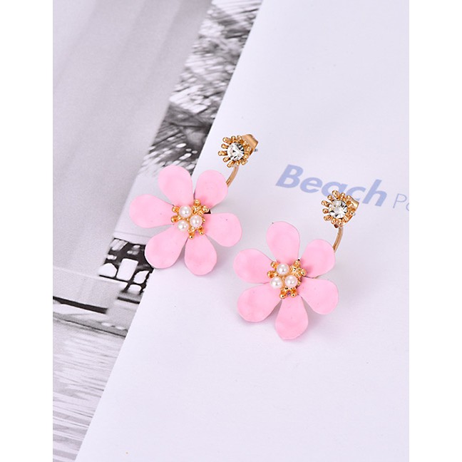 LRC Anting Tusuk Fashion Alloy Diamond Flower Earrings F4750X